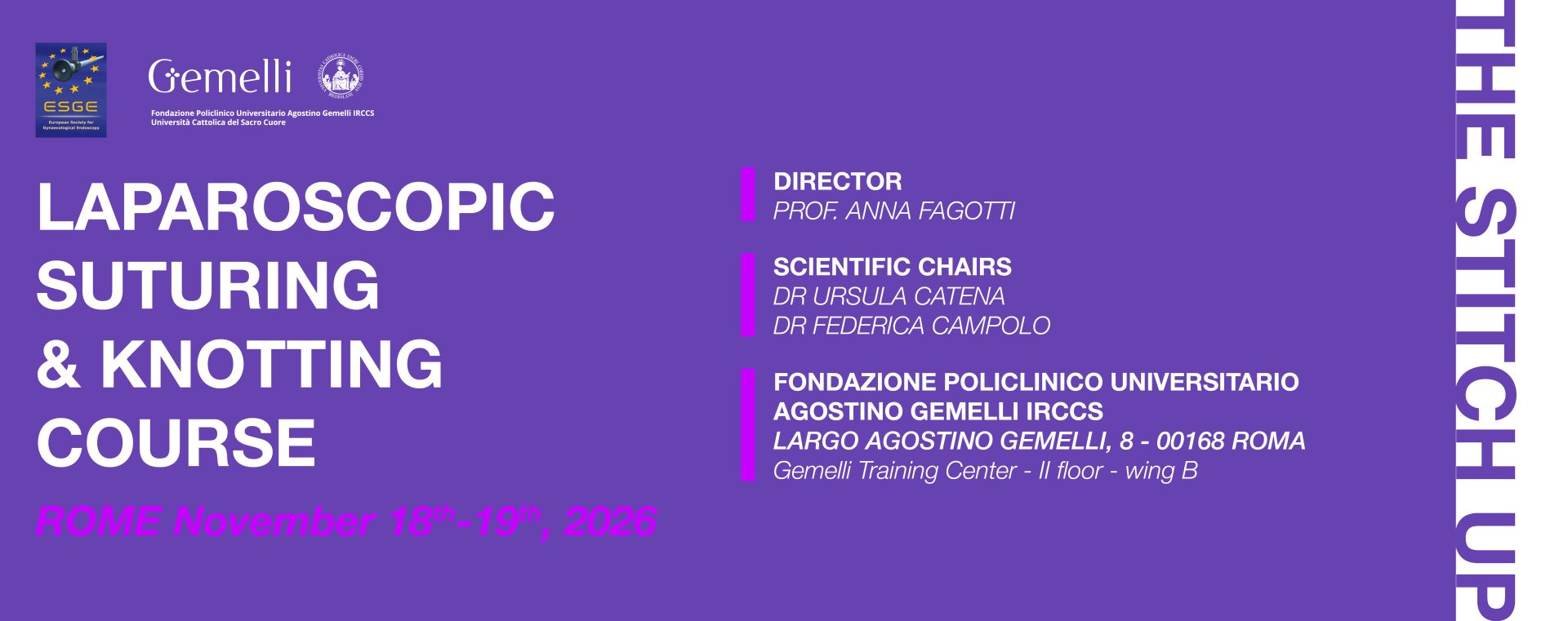 LAPAROSCOPIC SUTURING &KNOTTING COURSE, THE STITCH UP 18-19/11/2026